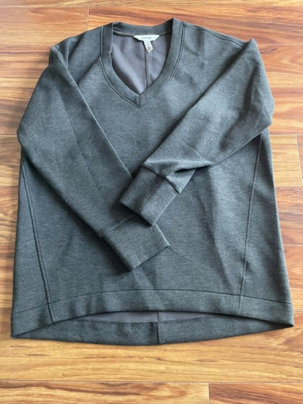 Spanx Women's V-Neck Long Sleeve Sweater, Gray, Medium Size